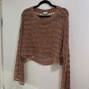 Tobi Tan Crochet Knit Top